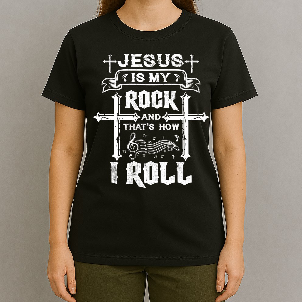 Jesus Is My Rock And Roll Christian  T-Shirt