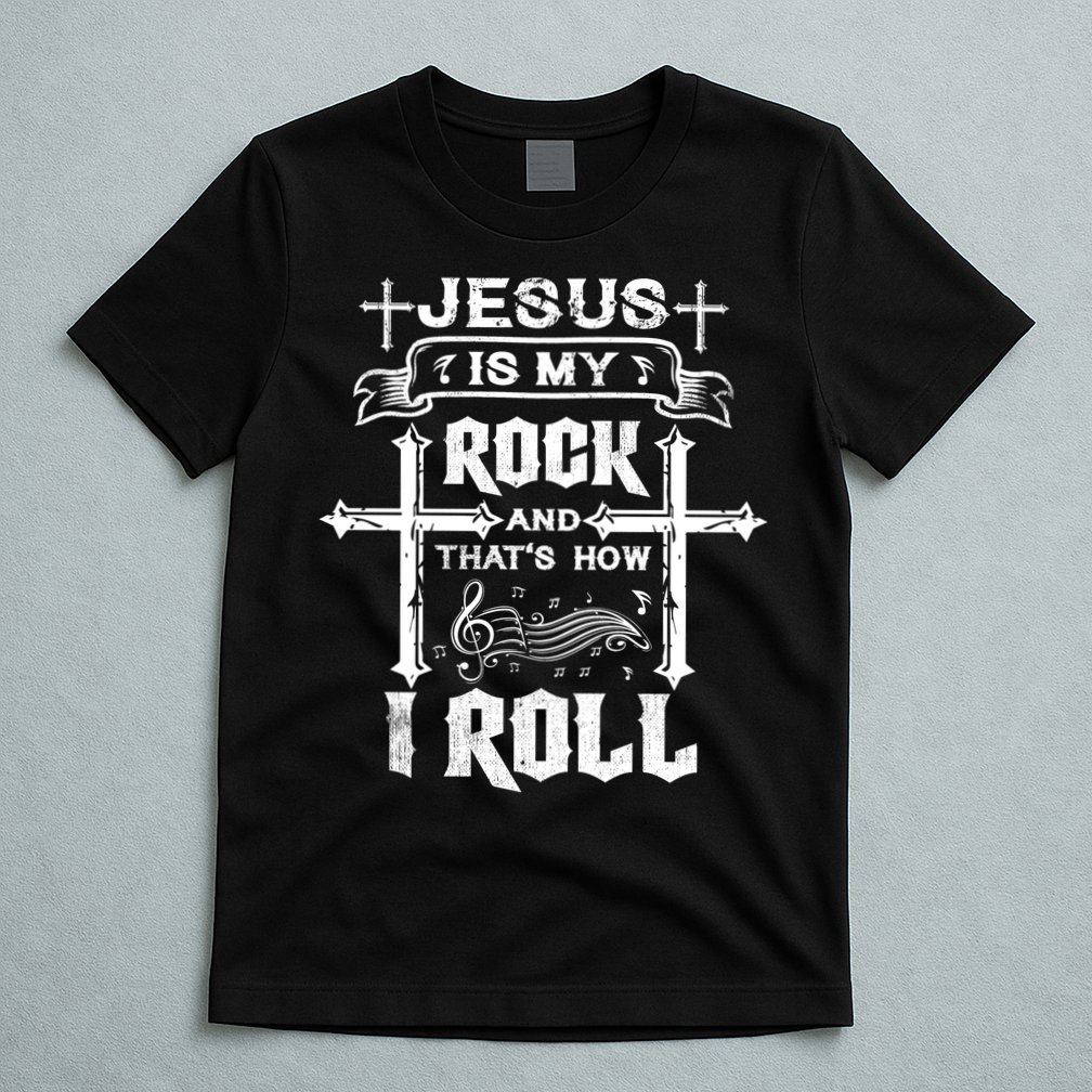 Jesus Is My Rock And Roll Christian  T-Shirt