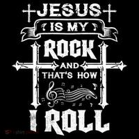 Jesus Is My Rock And Roll Christian  7-Panel Snapback Hat