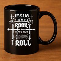 Jesus Is My Rock And Roll Christian  11oz C Handle Ceramic Mug
