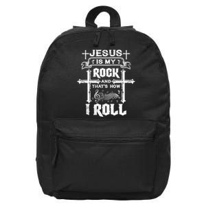 Jesus Is My Rock And Roll Christian  16 in Basic Backpack