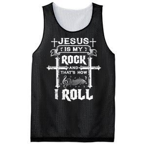 Jesus Is My Rock And Roll Christian  Mesh Reversible Basketball Jersey Tank