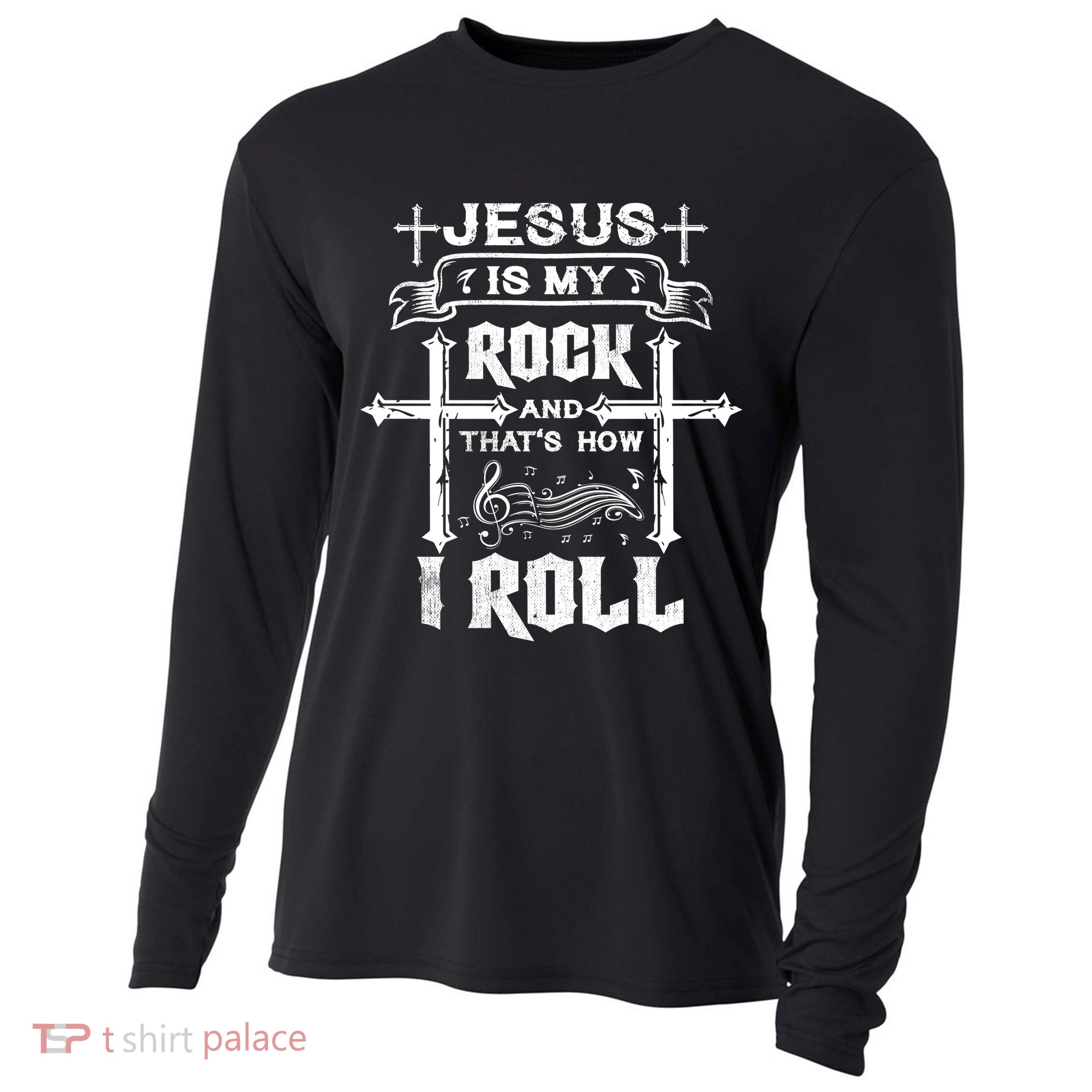 Jesus Is My Rock And Roll Christian  Cooling Performance Long Sleeve Crew