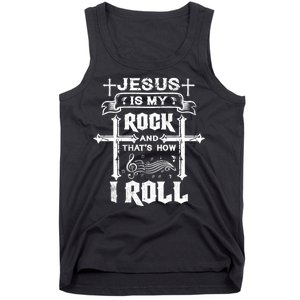 Jesus Is My Rock And Roll Christian  Tank Top