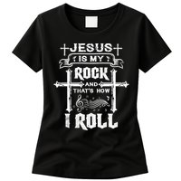 Jesus Is My Rock And Roll Christian  Womens T-Shirt