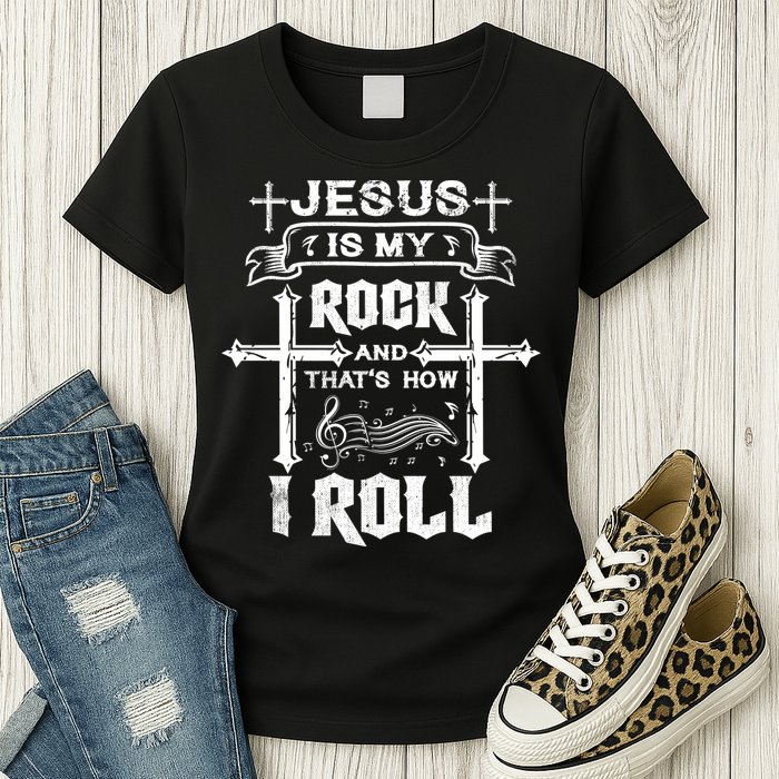 Jesus Is My Rock And Roll Christian  Womens T-Shirt