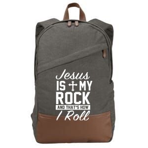 Jesus Is My Rock And That's How I Roll Cotton Canvas Backpack