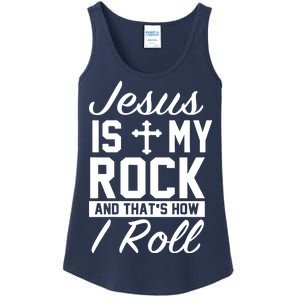 Jesus Is My Rock And That's How I Roll Ladies Essential Tank