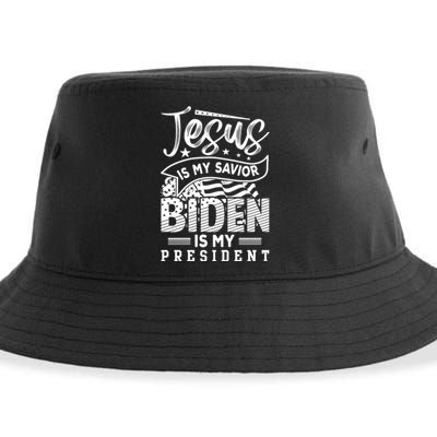 Jesus Is My Savior Biden Is My President Sustainable Bucket Hat