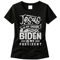 Jesus Is My Savior Biden Is My President Womens T-Shirt