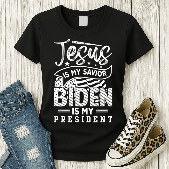 Jesus Is My Savior Biden Is My President Womens T-Shirt
