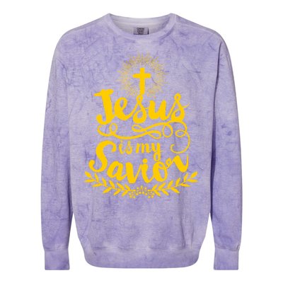 Jesus Is My Savior Cross Christian Colorblast Crewneck Sweatshirt