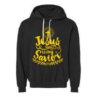 Jesus Is My Savior Cross Christian Garment-Dyed Fleece Hoodie