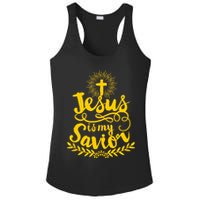 Jesus Is My Savior Cross Christian Ladies PosiCharge Competitor Racerback Tank