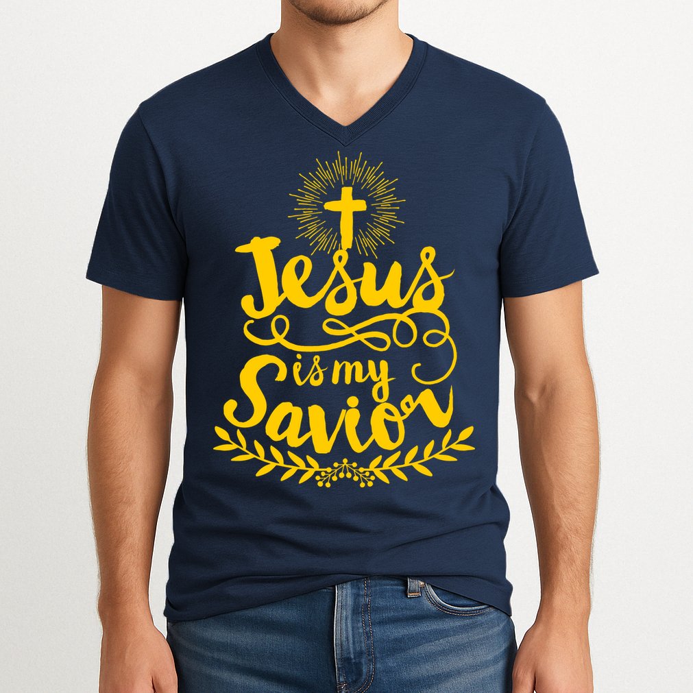 Jesus Is My Savior Cross Christian V-Neck T-Shirt