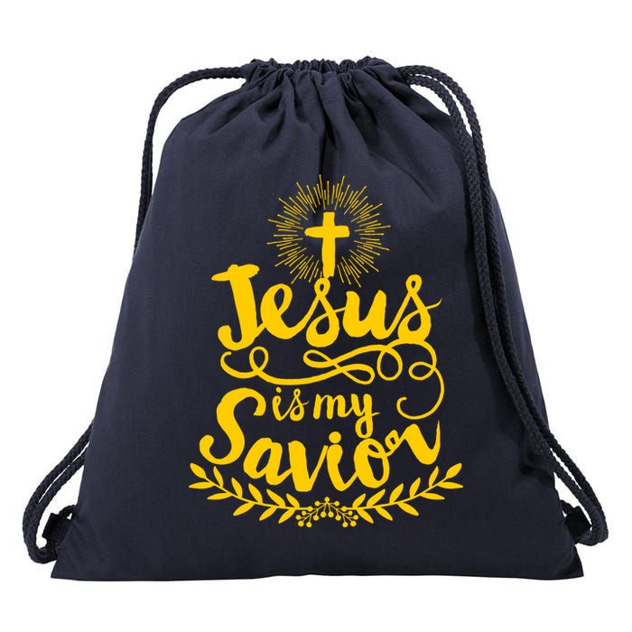 Jesus Is My Savior Cross Christian Drawstring Bag