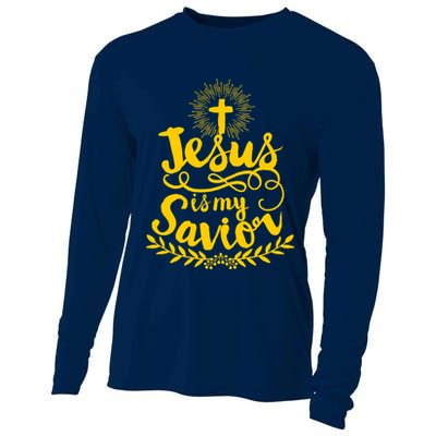 Jesus Is My Savior Cross Christian Cooling Performance Long Sleeve Crew