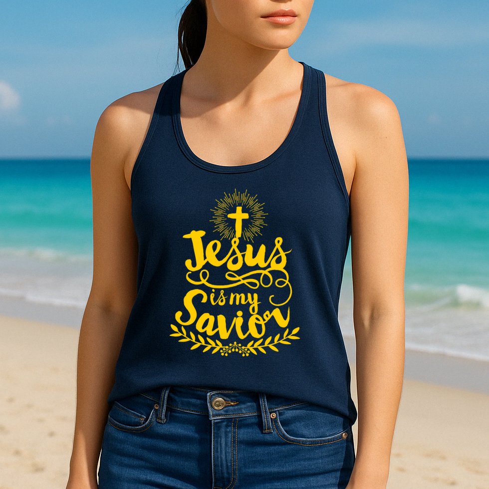 Jesus Is My Savior Cross Christian Womens Tank Top