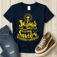 Jesus Is My Savior Cross Christian Womens T-Shirt