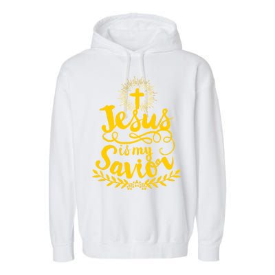 Jesus Is My Savior Cross Christian Garment-Dyed Fleece Hoodie