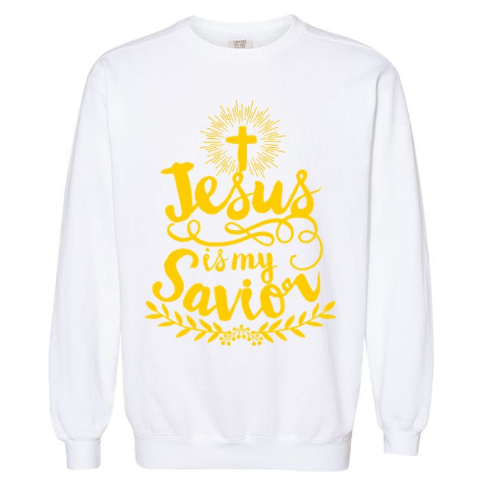Jesus Is My Savior Cross Christian Garment-Dyed Sweatshirt