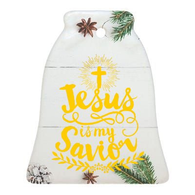 Jesus Is My Savior Cross Christian Ceramic Bell Ornament