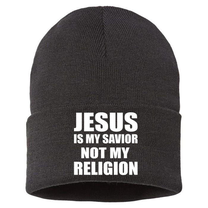 Jesus Is My Savior Not My Religion Sustainable Knit Beanie
