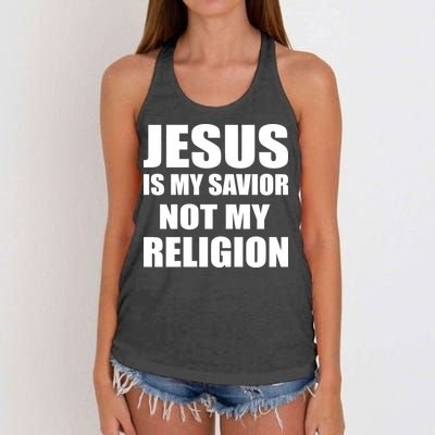 Jesus Is My Savior Not My Religion Women's Knotted Racerback Tank