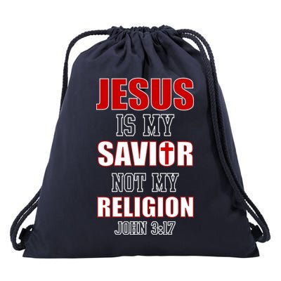 Jesus Is My Savior Not Religion Drawstring Bag