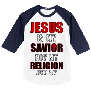 Jesus Is My Savior Not Religion Baseball Sleeve Shirt