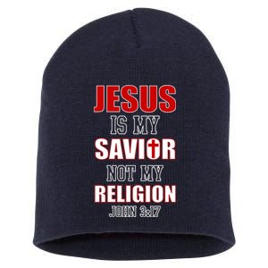 Jesus Is My Savior Not Religion Short Acrylic Beanie