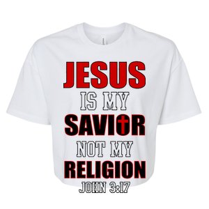 Jesus Is My Savior Not Religion Bella+Canvas Jersey Crop Tee