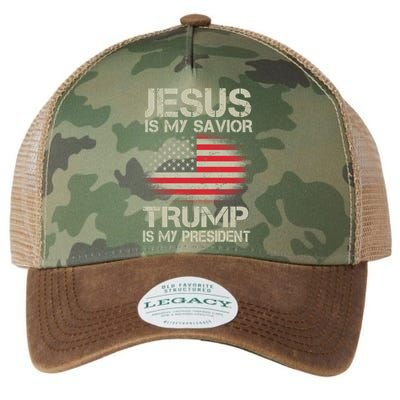 Jesus Is My Savior Trump Is My President Legacy Tie Dye Trucker Hat