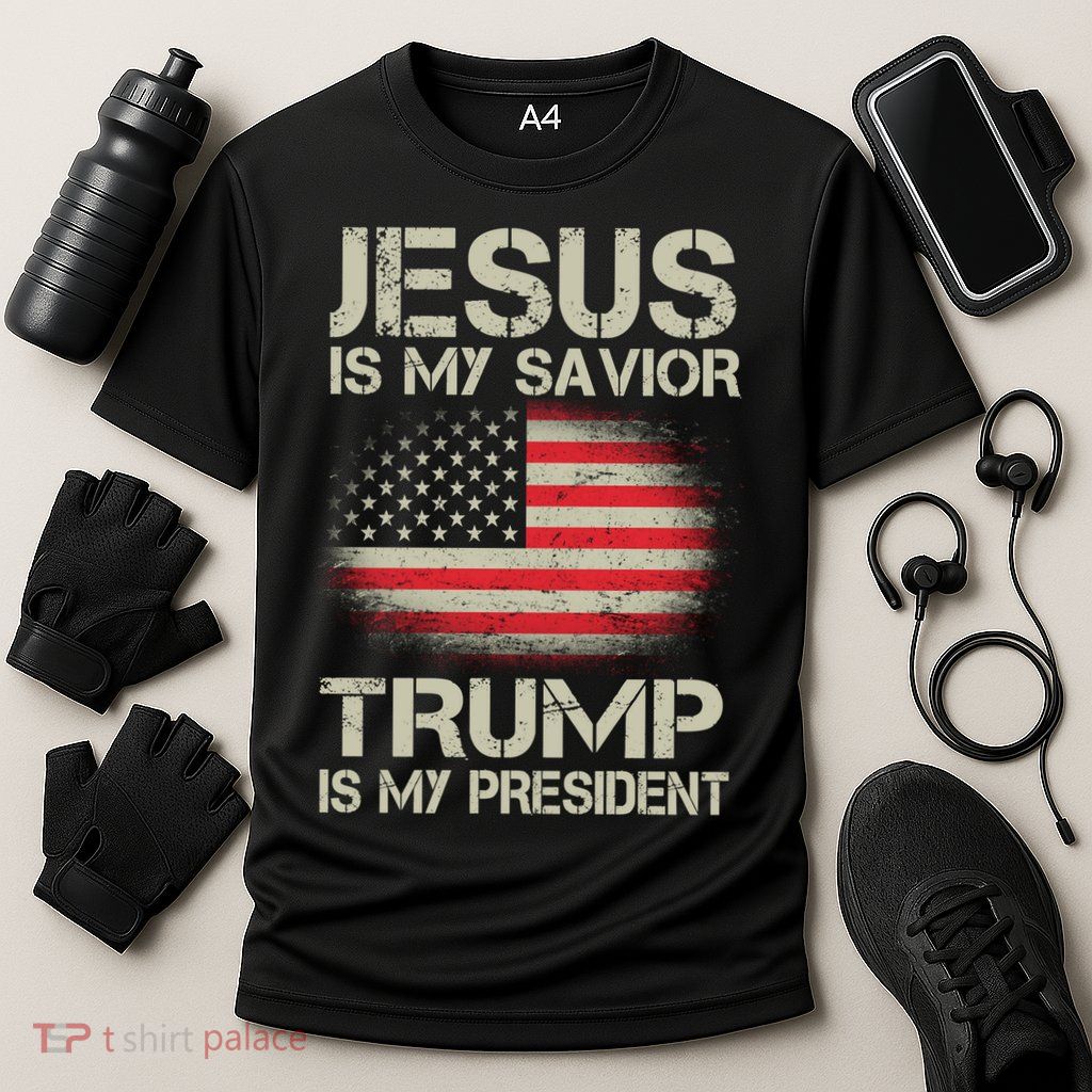Jesus Is My Savior Trump Is My President Cooling Performance Crew T-Shirt