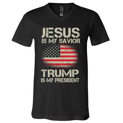 Jesus Is My Savior Trump Is My President V-Neck T-Shirt