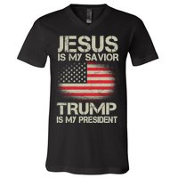 Jesus Is My Savior Trump Is My President V-Neck T-Shirt