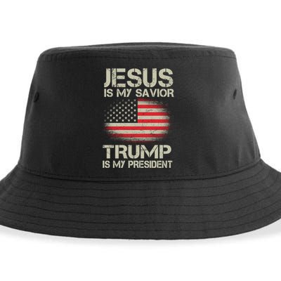 Jesus Is My Savior Trump Is My President Sustainable Bucket Hat