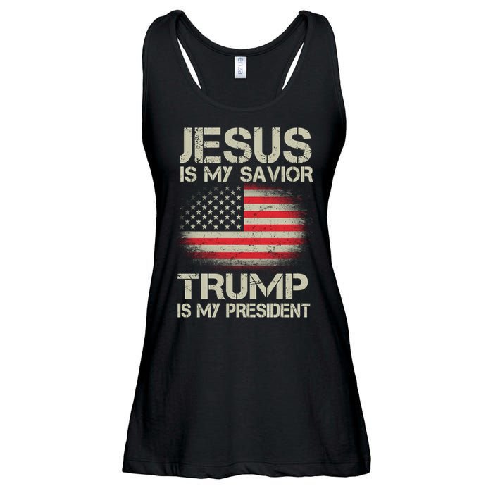 Jesus Is My Savior Trump Is My President Ladies Essential Flowy Tank