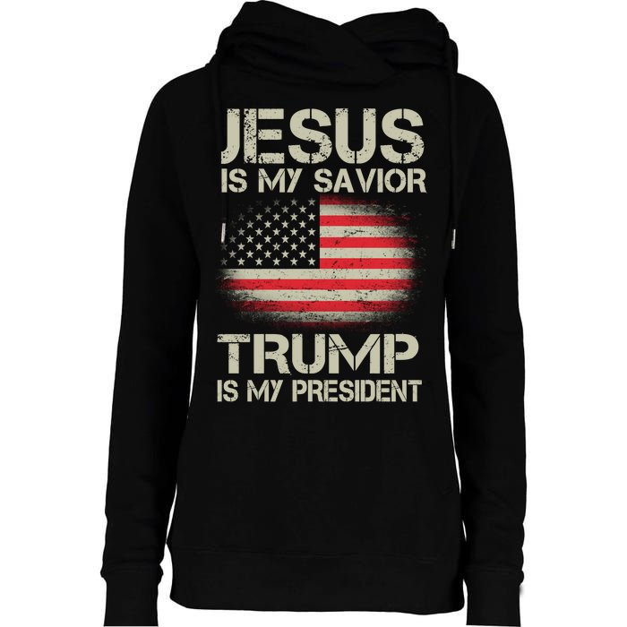 Jesus Is My Savior Trump Is My President Womens Funnel Neck Pullover Hood