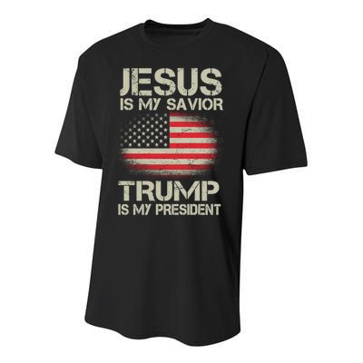 Jesus Is My Savior Trump Is My President Youth Performance Sprint T-Shirt