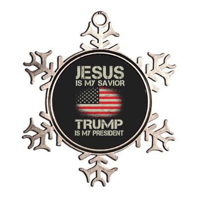 Jesus Is My Savior Trump Is My President Metallic Star Ornament