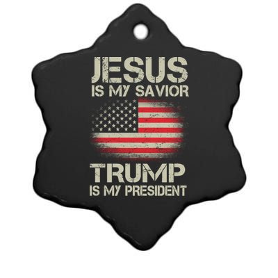 Jesus Is My Savior Trump Is My President Ceramic Star Ornament