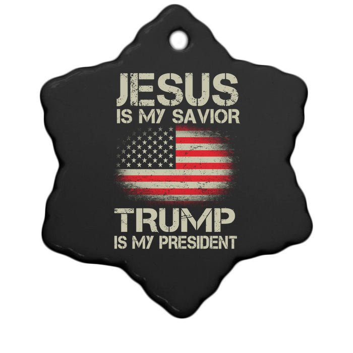 Jesus Is My Savior Trump Is My President Ceramic Star Ornament