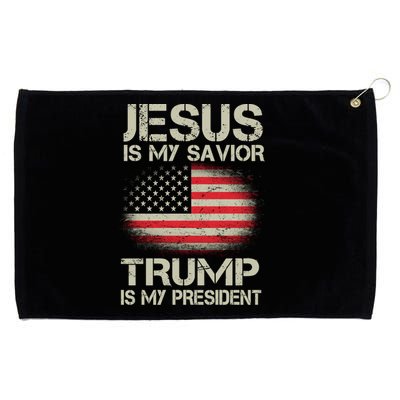 Jesus Is My Savior Trump Is My President Grommeted Golf Towel