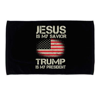 Jesus Is My Savior Trump Is My President Microfiber Hand Towel