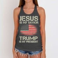 Jesus Is My Savior Trump Is My President Women's Knotted Racerback Tank