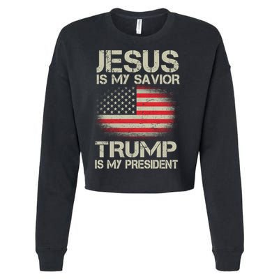 Jesus Is My Savior Trump Is My President Cropped Pullover Crew