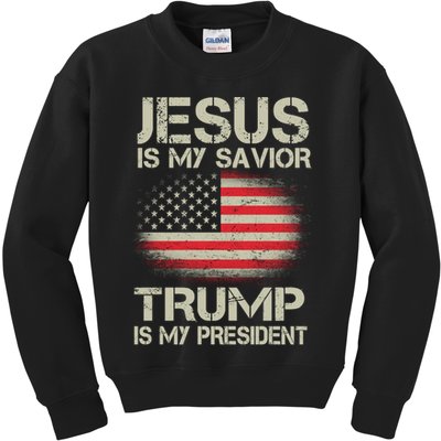 Jesus Is My Savior Trump Is My President Kids Sweatshirt