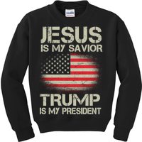 Jesus Is My Savior Trump Is My President Kids Sweatshirt