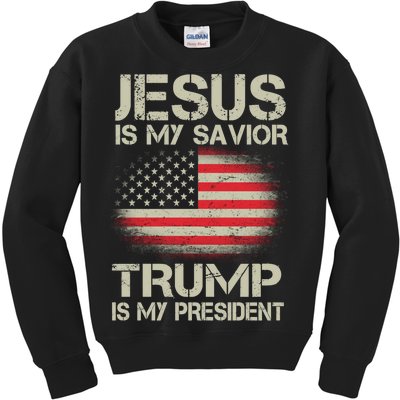 Jesus Is My Savior Trump Is My President Kids Sweatshirt